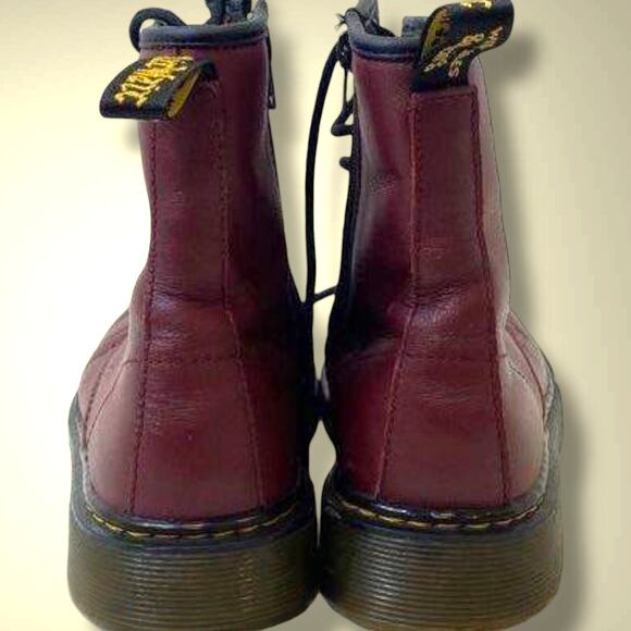 Women's Size 7 DR. MARTENS Red Leather Lace Up Side Zip 1460Y Combat Boots EUC - Picture 6 of 10